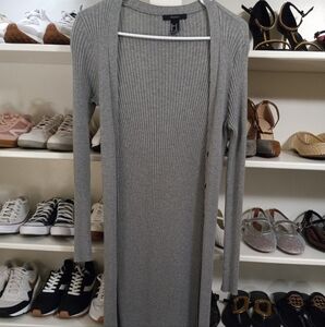 Forever 21 Gray Ribbed Long Cardigan